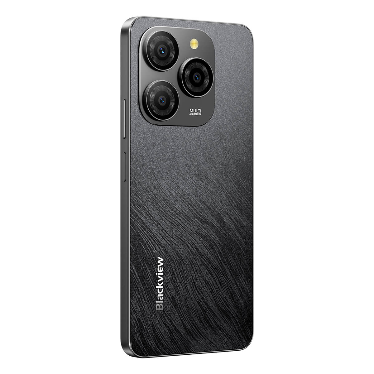 Blackview Shark 9 Smartphone in schwarz - leicht schräge Ansicht der Vorderseite mit 8MP Frontkamera von Rechts