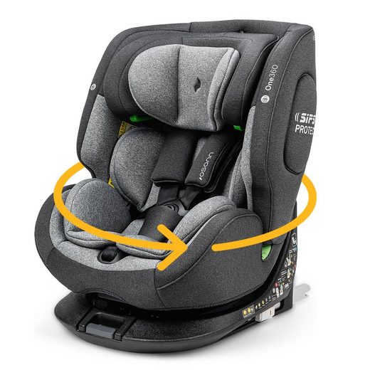 Osann One360° Kindersitz 40–150 cm – 360° drehbar, i-Size R129, Isofix & Top-Tether, Reboarder & vorwärtsgerichtet, 14-fach verstellbar – Universe Grey