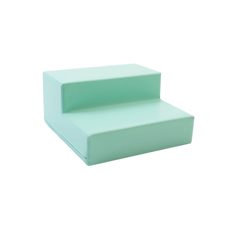 Mintgrüner Schaumstoffblock mit zwei Stufen für Übungen oder Sitzgelegenheiten