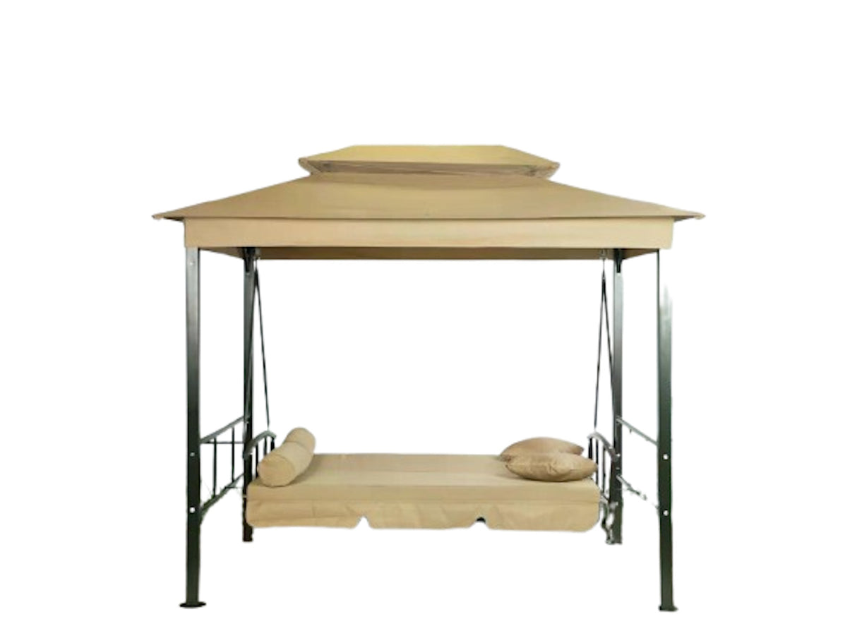 PureHaven Hollywoodschaukel Toskana – Gartenliege für 3 Personen, verstellbare Rückenlehne, inkl. Sitzauflage, wetterfest