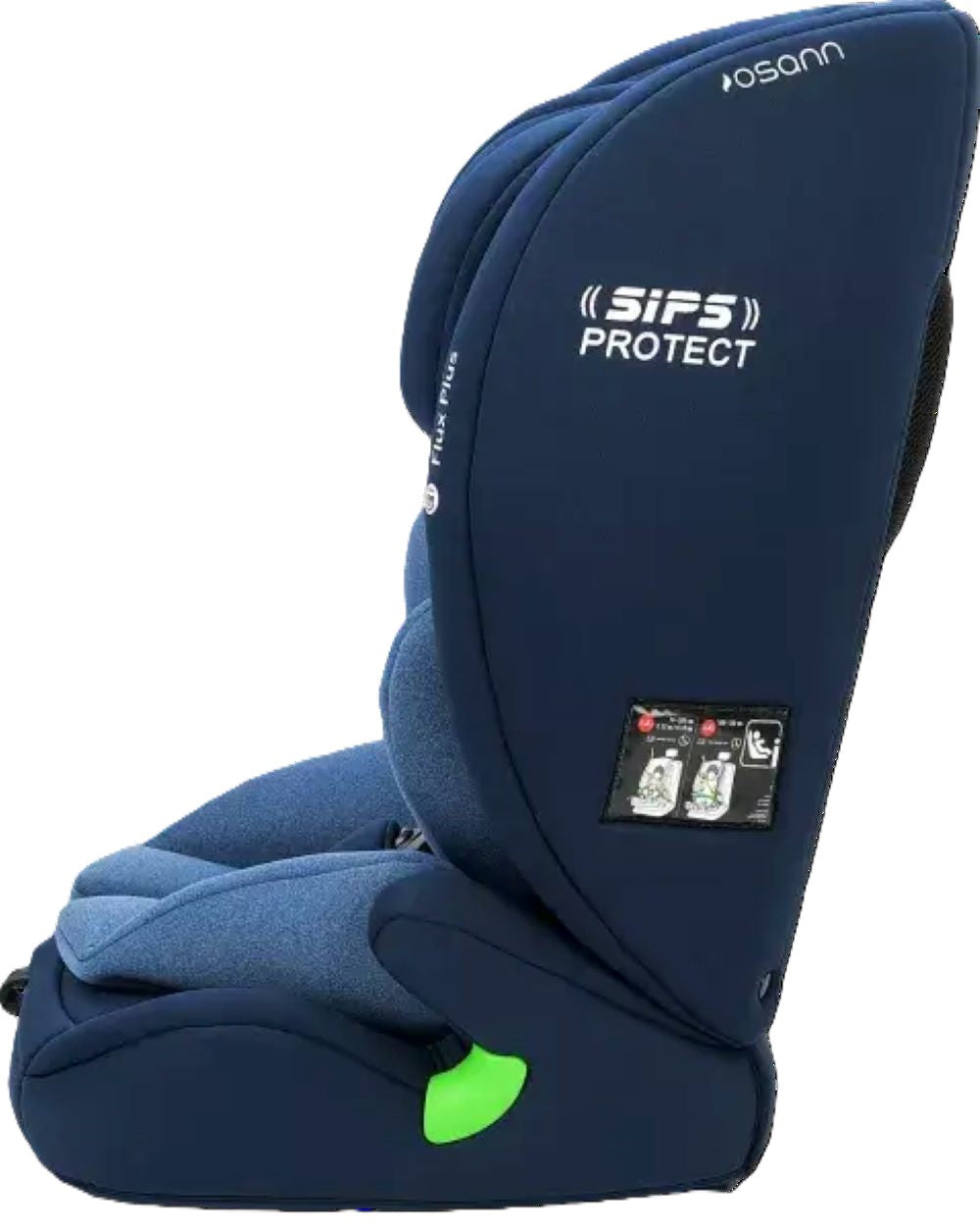 Osann Flux Plus i-Size Kindersitz 76–150 cm – 14-fach höhenverstellbar, Seitenaufprallschutz, ergonomisch, 3-Punkt-Gurt, i-Size R129 – Navy Melange