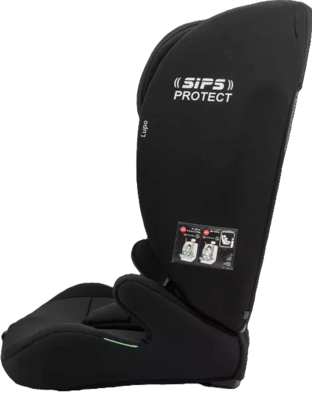 Osann Lupo i-Size Kindersitz 76–150 cm – höhenverstellbar, mit 3-Punkt-Gurt, Seitenaufprallschutz, SIPS PROTECT, R129 – Black