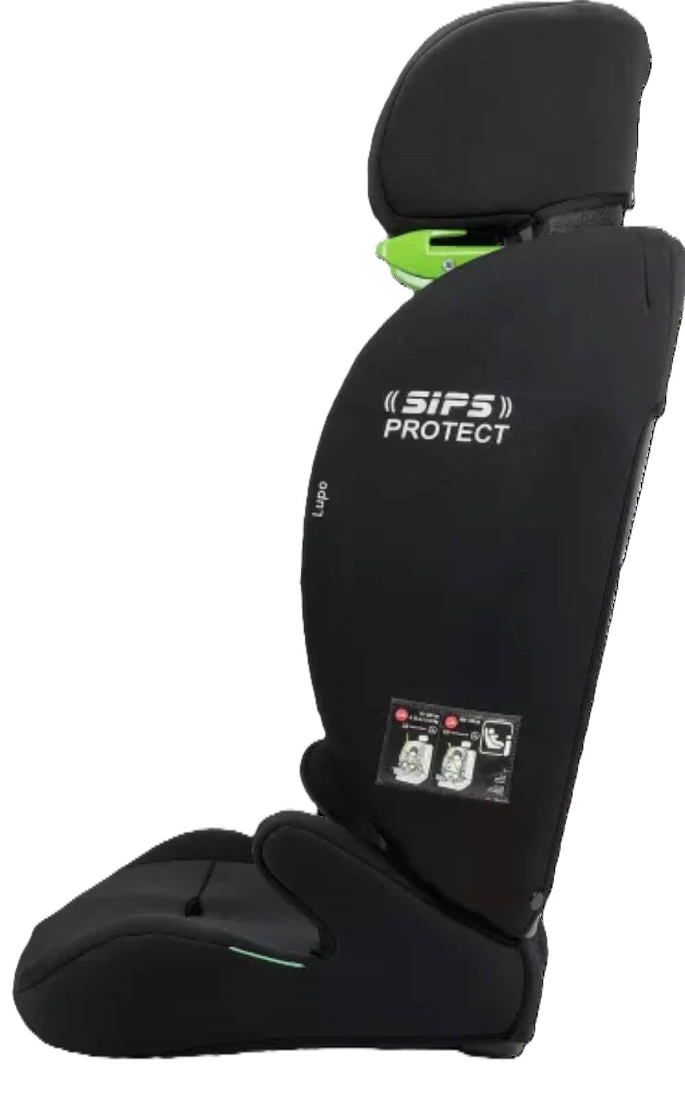 Osann Lupo i-Size Kindersitz 76–150 cm – höhenverstellbar, mit 3-Punkt-Gurt, Seitenaufprallschutz, SIPS PROTECT, R129 – Black