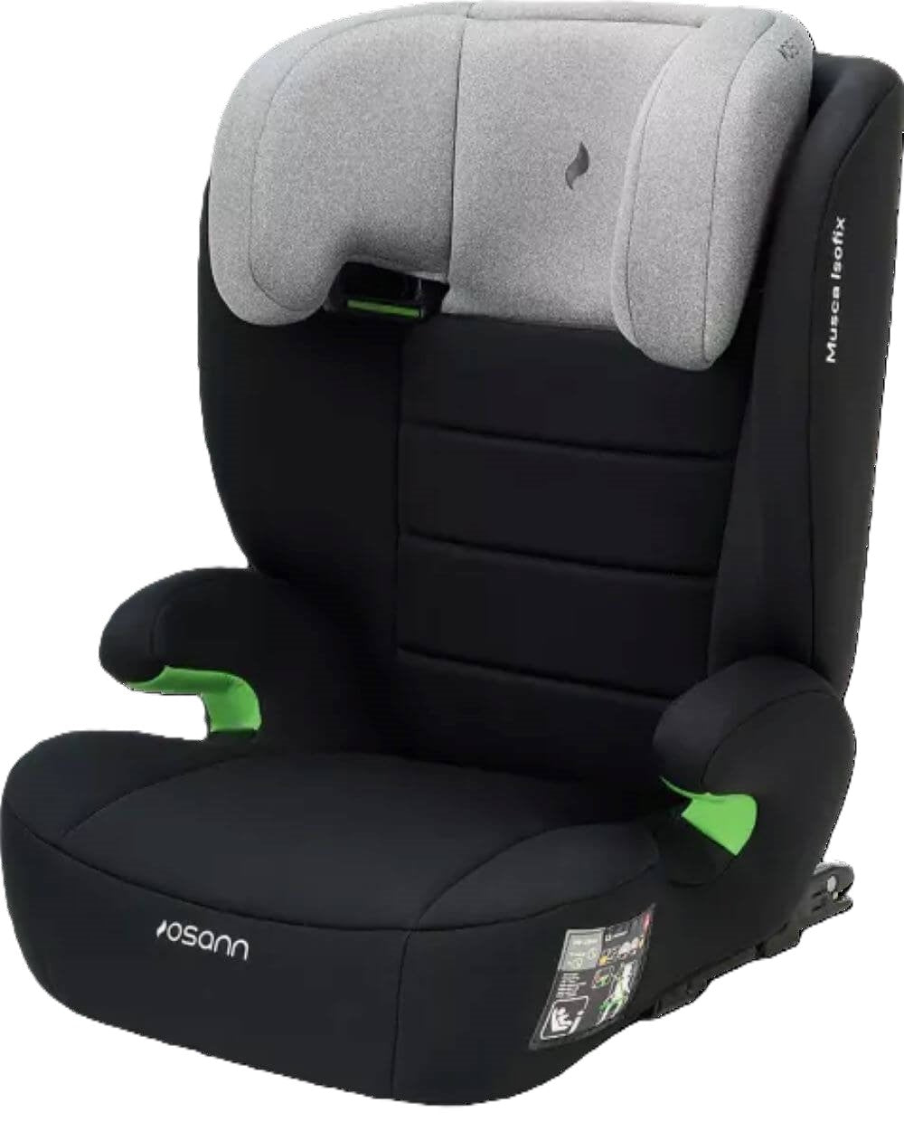 Osann Musca Isofix Kindersitz 100–150 cm – höhenverstellbar, mit/ohne Isofix nutzbar, Seitenaufprallschutz, Memoryschaum, R129 – Grey Melange