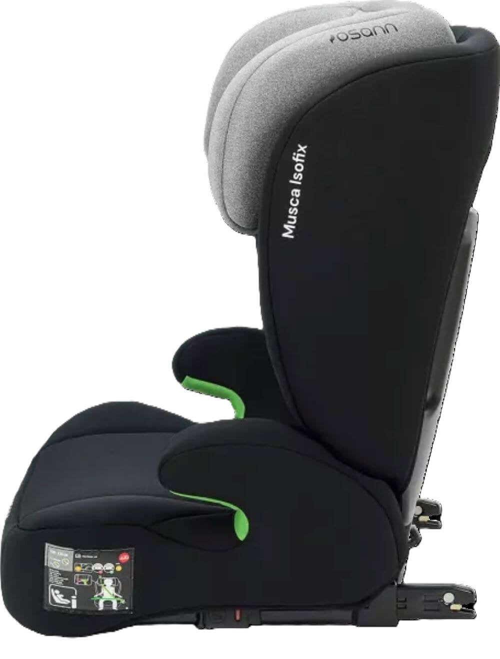 Osann Musca Isofix Kindersitz 100–150 cm – höhenverstellbar, mit/ohne Isofix nutzbar, Seitenaufprallschutz, Memoryschaum, R129 – Grey Melange