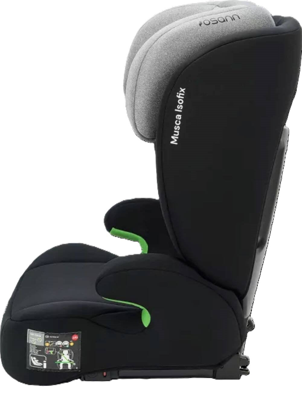 Osann Musca Isofix Kindersitz 100–150 cm – höhenverstellbar, mit/ohne Isofix nutzbar, Seitenaufprallschutz, Memoryschaum, R129 – Grey Melange