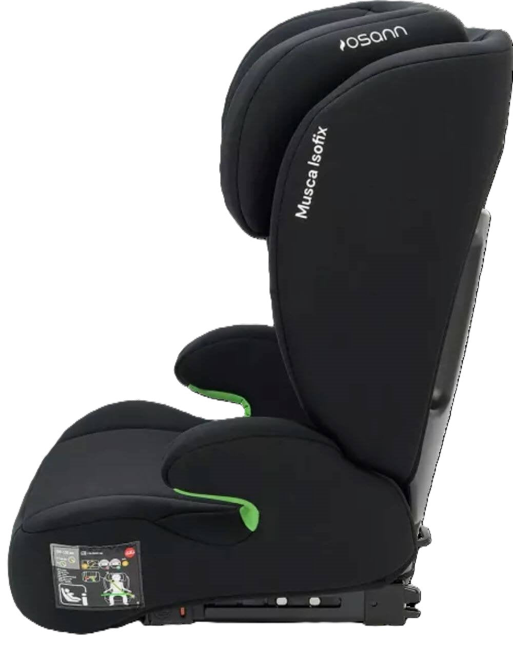 Osann Musca Isofix Kindersitz 100–150 cm – höhenverstellbar, mit/ohne Isofix nutzbar, Seitenaufprallschutz, Memoryschaum, R129 – Black