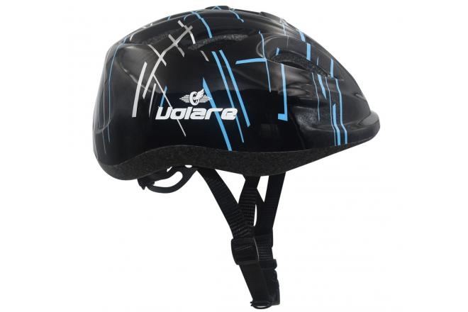 Volare Fahrradhelm für Kinder in edlem schwarz mit blauen Akzenten, Kopfumfang 47-51 cm