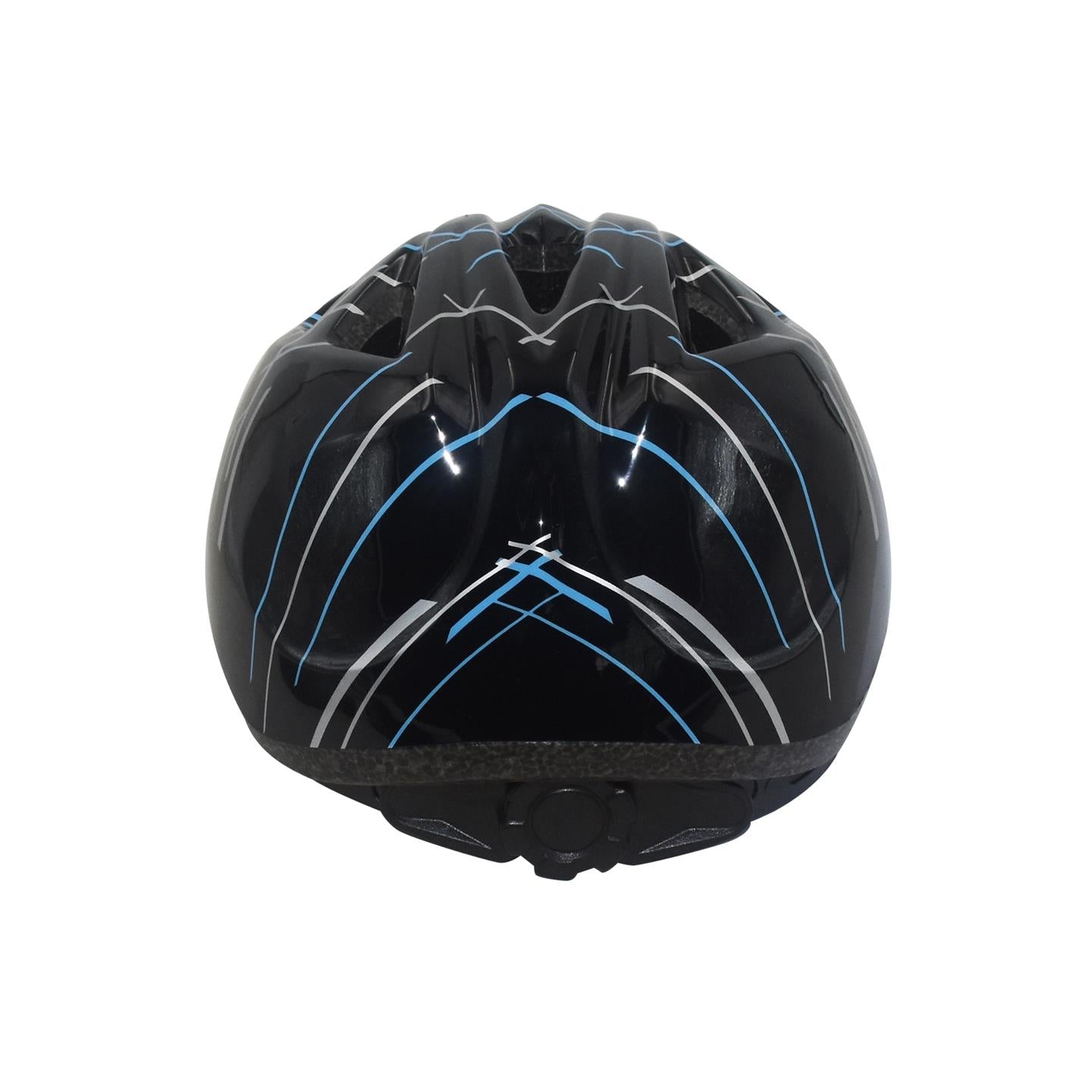 Volare Fahrradhelm für Kinder in edlem schwarz mit blauen Akzenten, Kopfumfang 47-51 cm
