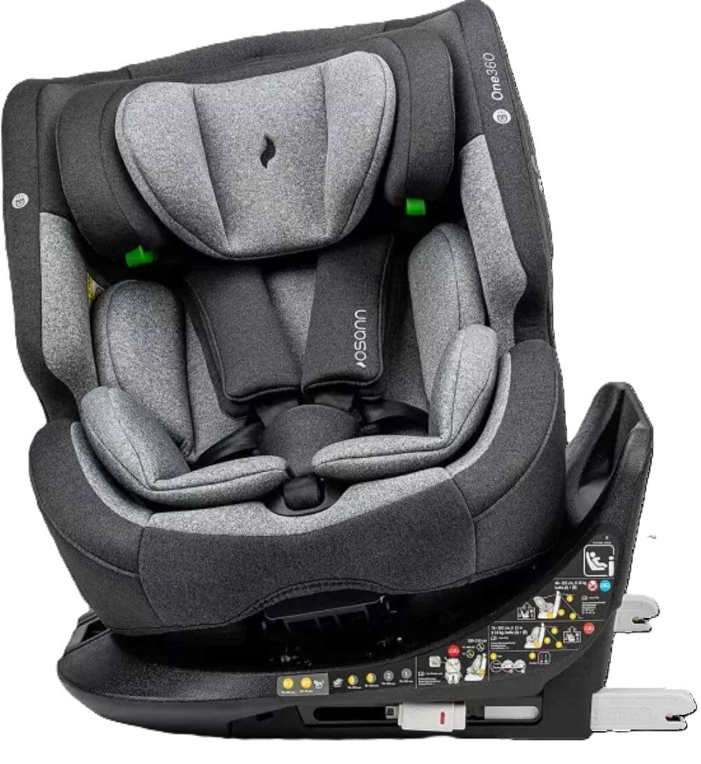 Osann One360° Kindersitz 40–150 cm – 360° drehbar, i-Size R129, Isofix & Top-Tether, Reboarder & vorwärtsgerichtet, 14-fach verstellbar – Universe Grey