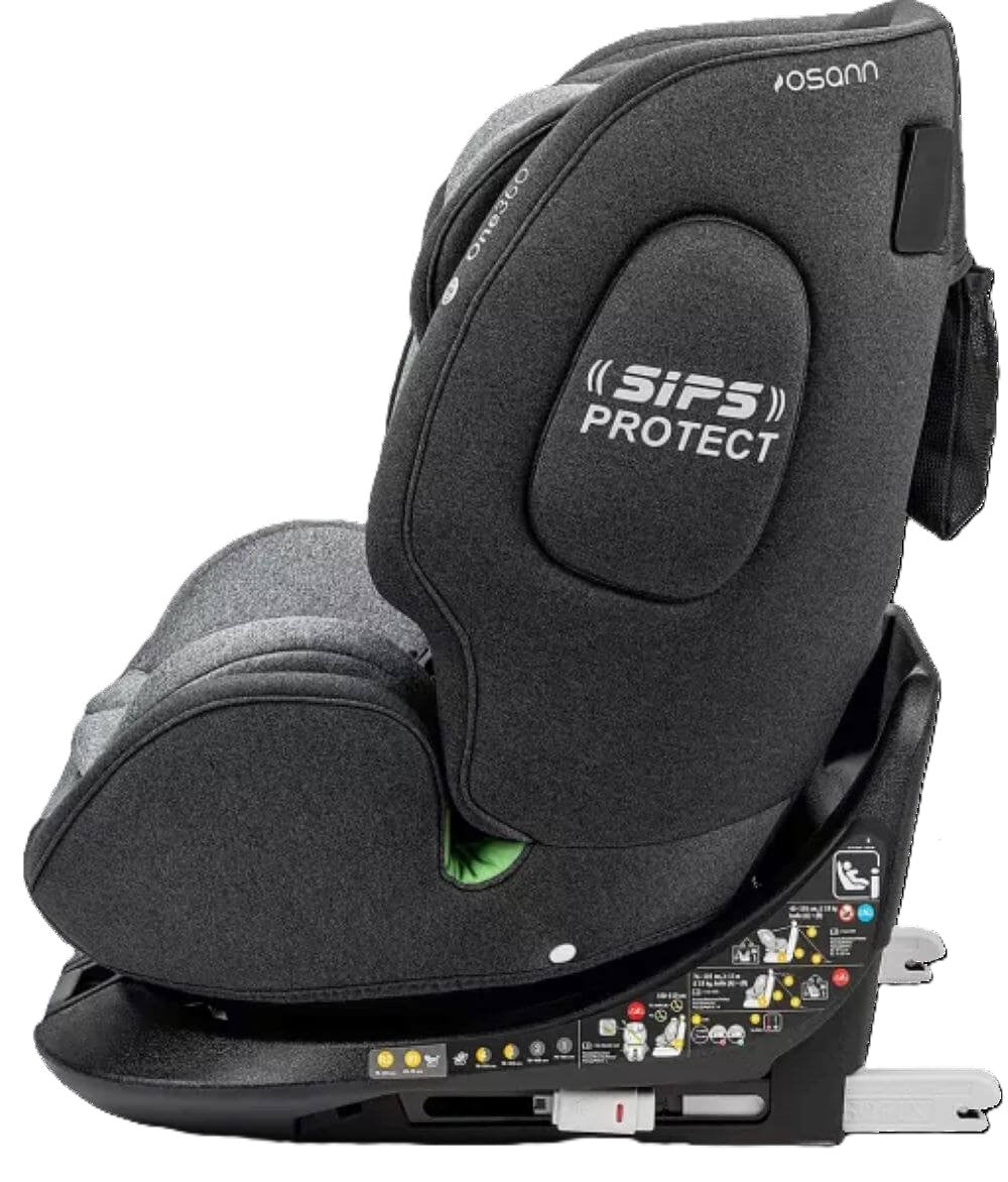 Osann One360° Kindersitz 40–150 cm – 360° drehbar, i-Size R129, Isofix & Top-Tether, Reboarder & vorwärtsgerichtet, 14-fach verstellbar – Universe Grey