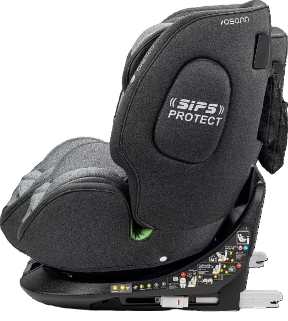Osann One360° Kindersitz 40–150 cm – 360° drehbar, i-Size R129, Isofix & Top-Tether, Reboarder & vorwärtsgerichtet, 14-fach verstellbar – Universe Grey