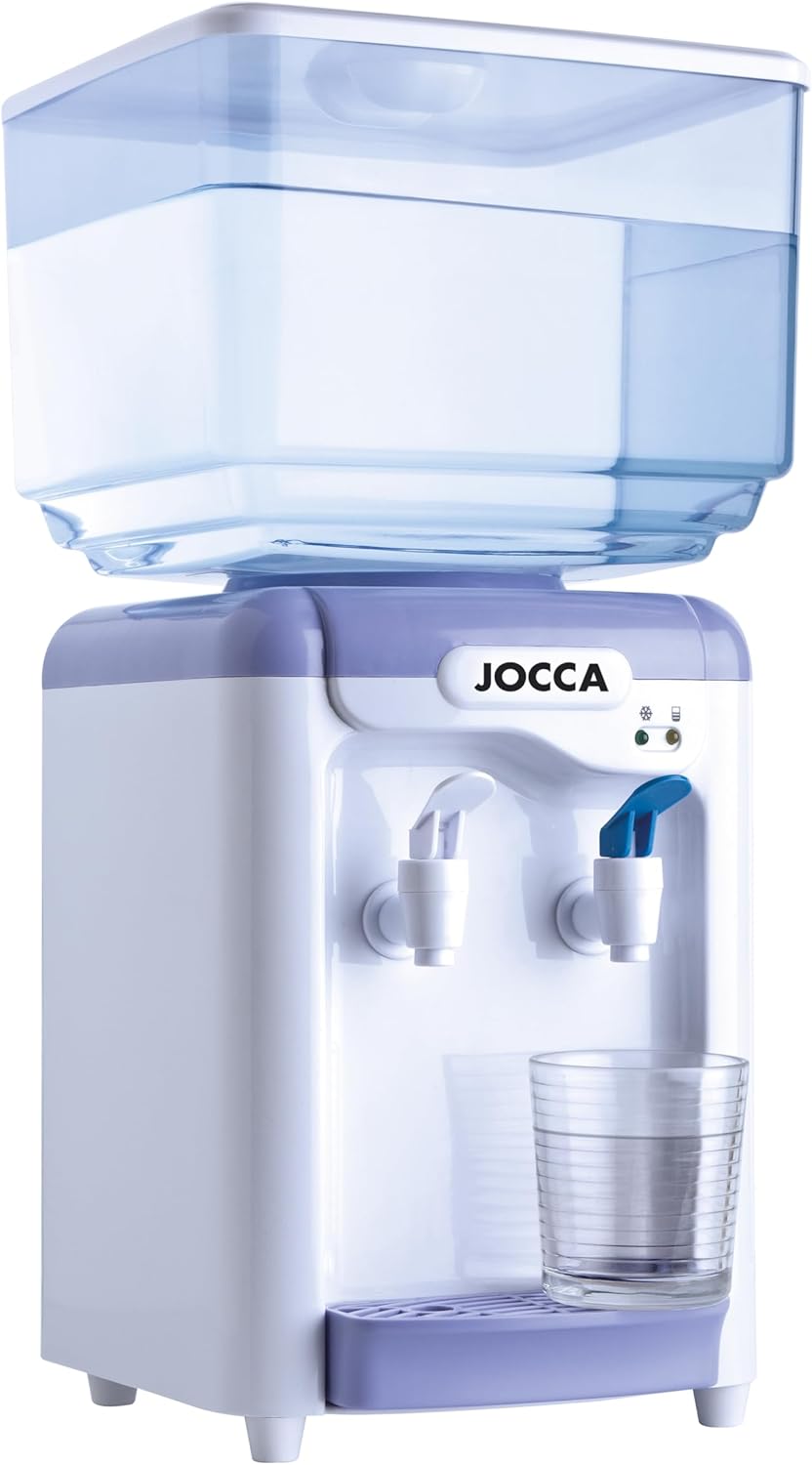 Jocca elektrischer Wasserspender in Weiß-Lila mit 7 Liter Tank auf weißem Hintergrund