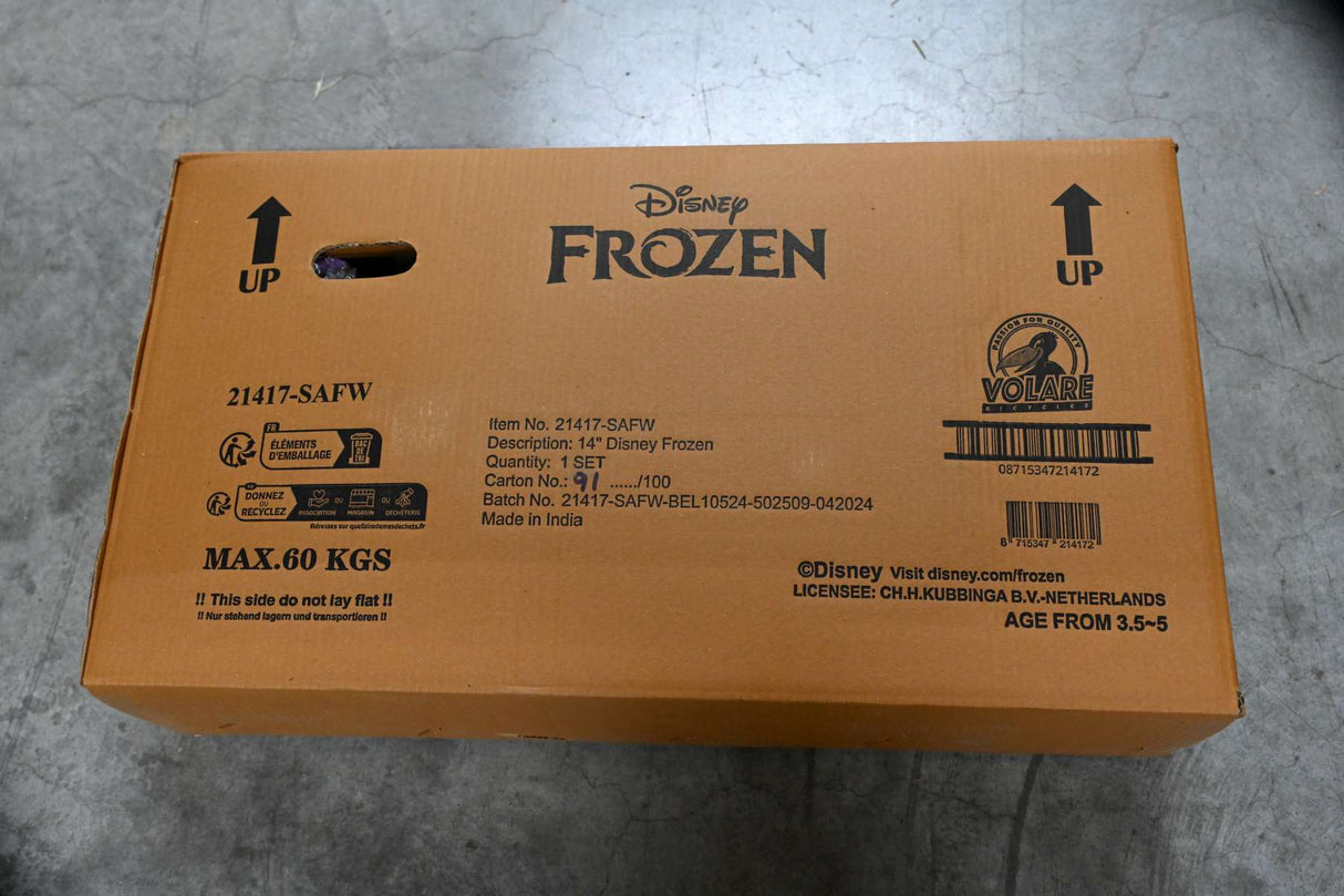 Volare Disney Frozen 2 Kinderfahrrad - Mädchen - 14 Zoll - Blau/Lila - Zweihandbremsen