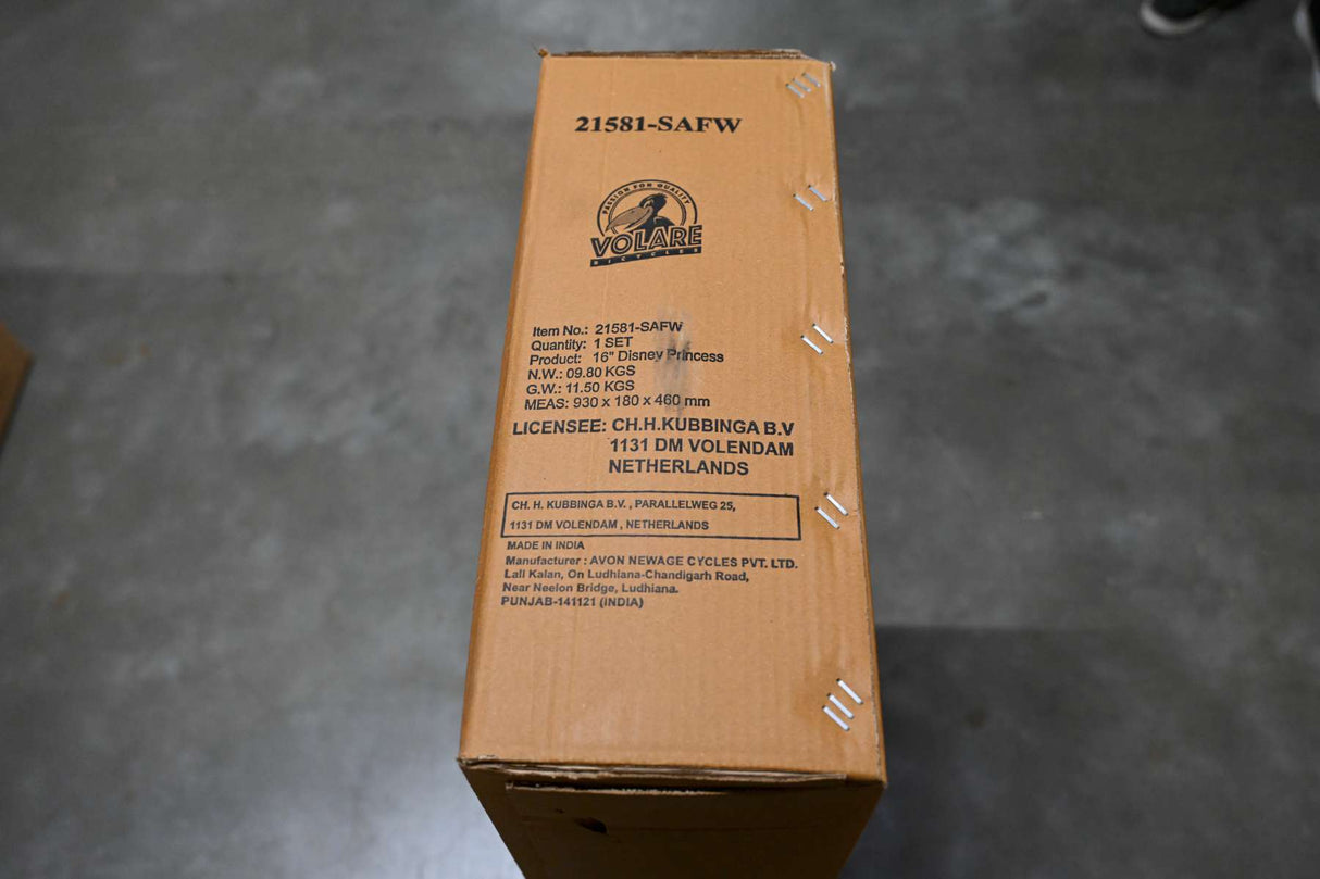 Volare Disney Princess Kinderfahrrad - Mädchen - 16 Zoll - Rosa - Zwei-Hand-Bremsen