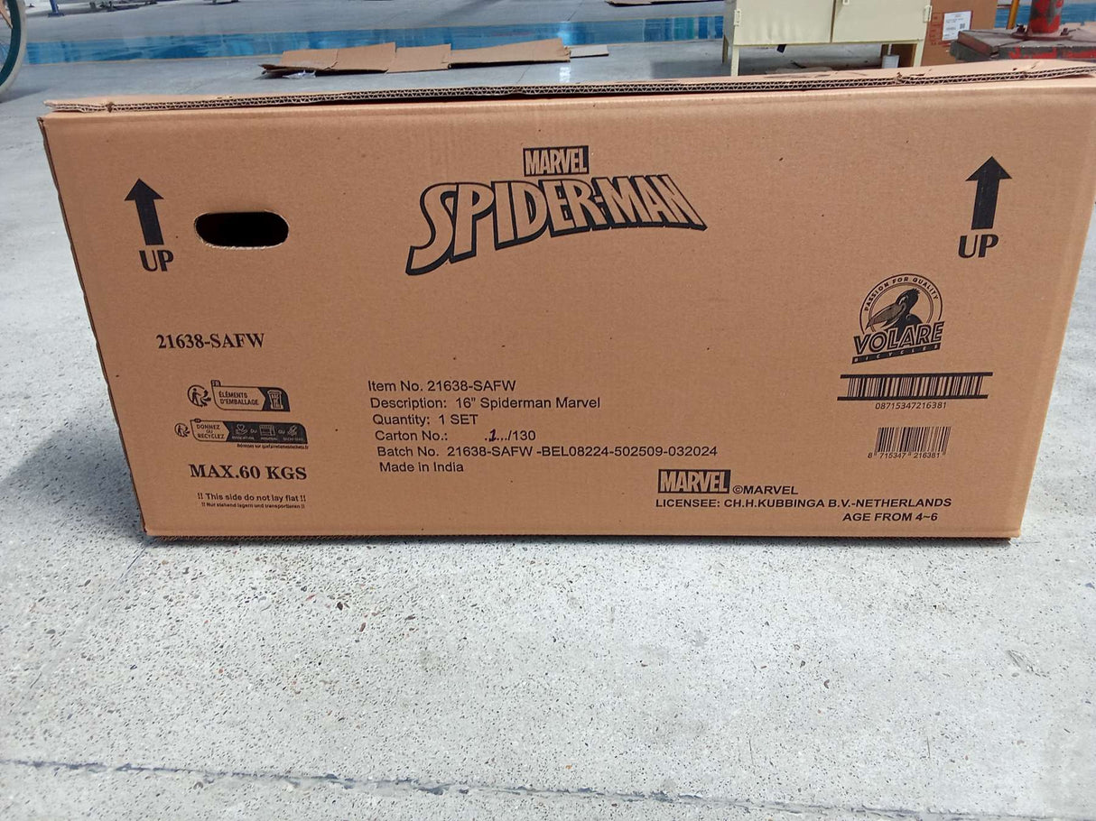 Volare Ultimate Spider-Man Kinderfahrrad - Jungen - 16 Zoll - Blau/Rot - Zwei Handbremsen