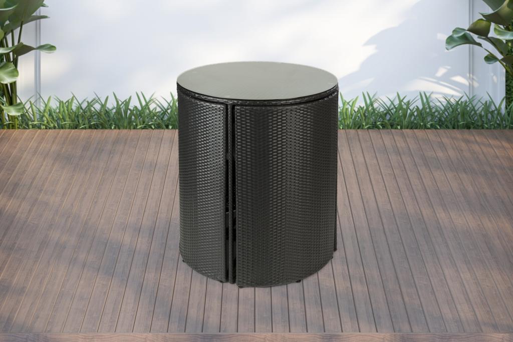 PureHaven Bar-Set 100x110 cm wetterbeständiges Polyrattan elegantes Design für bis zu 4 Personen inkl. Sitzauflagen Tisch mit Glasplatte grau