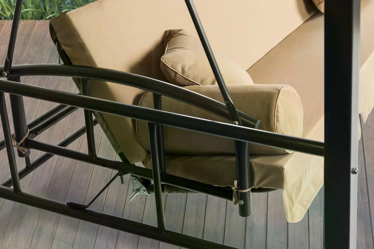 PureHaven Hollywoodschaukel Toskana – Gartenliege für 3 Personen, verstellbare Rückenlehne, inkl. Sitzauflage, wetterfest