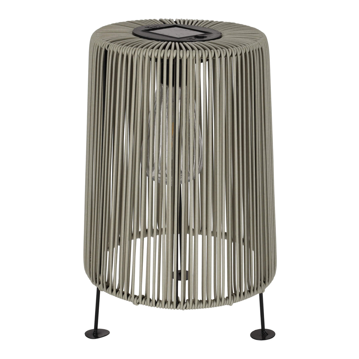 Jens Living Solarlampe in Rattanoptik in Grau im Profil