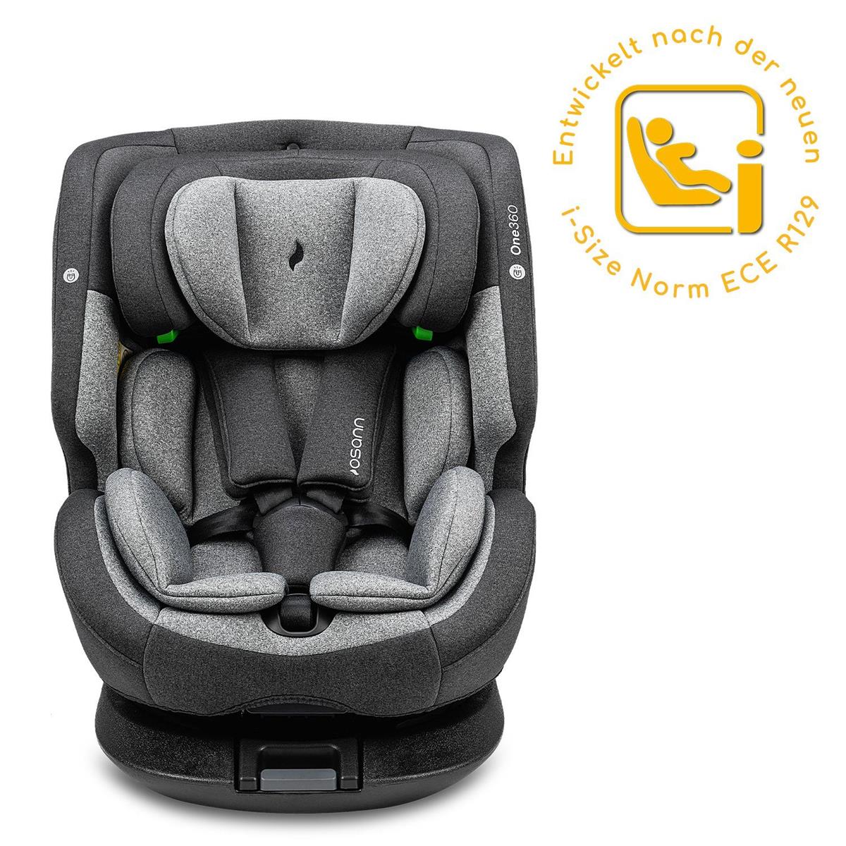 Osann One360° Kindersitz 40–150 cm – 360° drehbar, i-Size R129, Isofix & Top-Tether, Reboarder & vorwärtsgerichtet, 14-fach verstellbar – Universe Grey