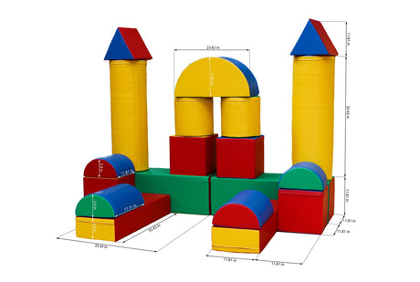 Bunte Schaumstoffbausteine in verschiedenen Formen und Größen für Kinder