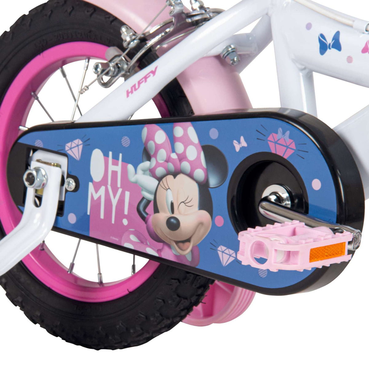 Volare Disney Minnie Mouse Kinderfahrrad 12 Zoll Weiß-Rosa mit Stützrädern