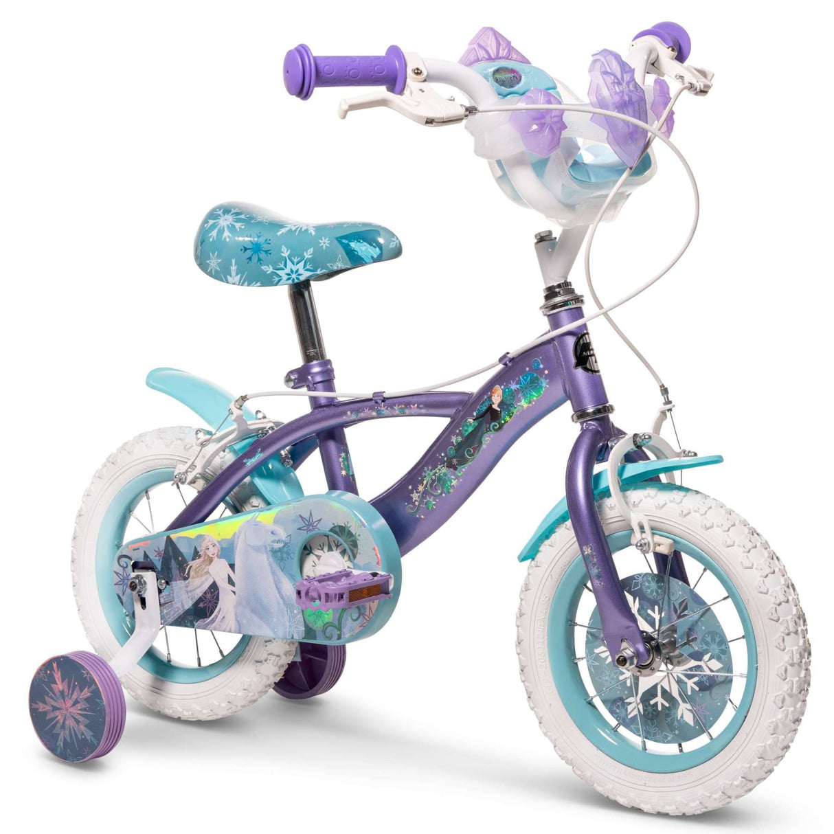 Kinderfahrrad in Lila mit Frozen-Motiv und Stützrädern