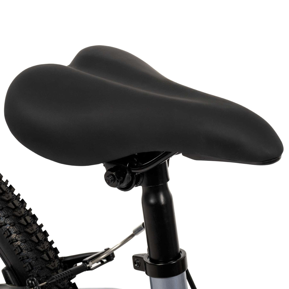 Schwarzer Fahrradsattel mit ergonomischer Form und verstellbarem Halterungssystem