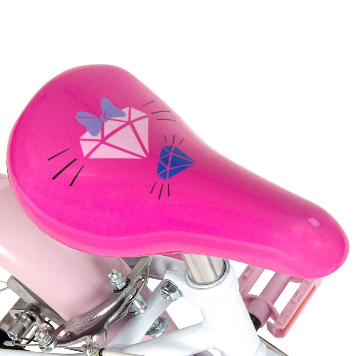 Volare Disney Minnie Mouse Kinderfahrrad 14 Zoll Weiß-Rosa mit Handbremsen