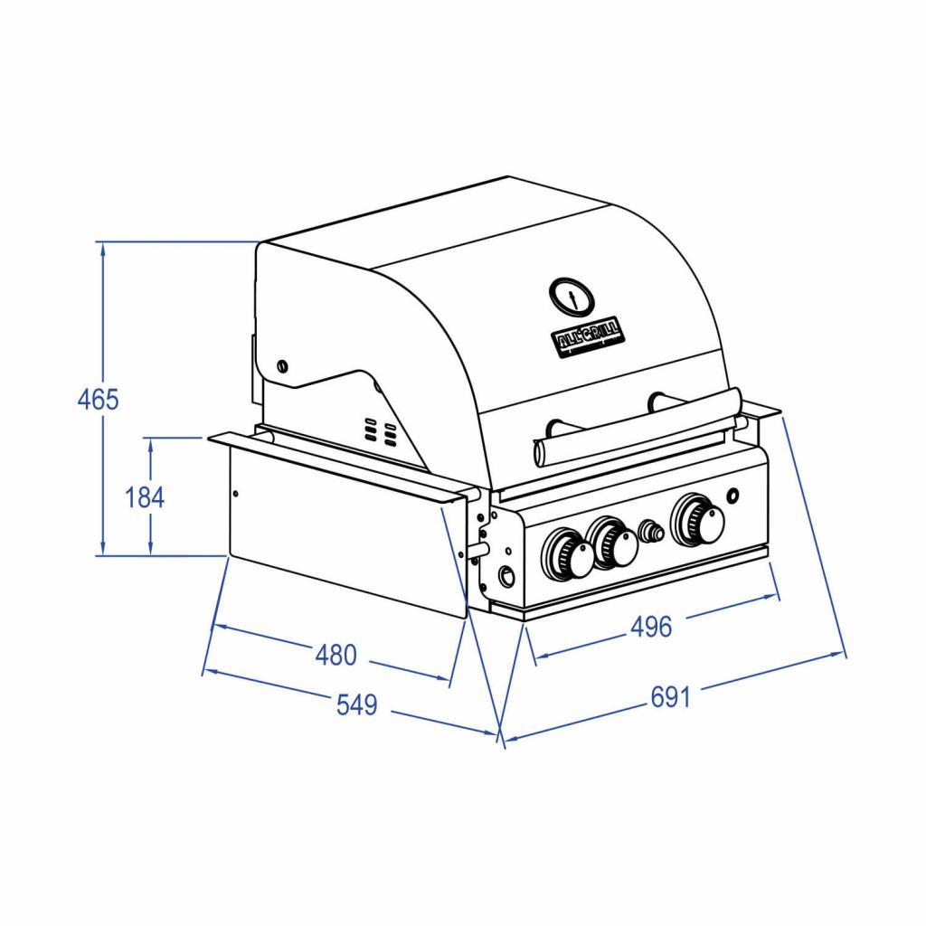 Hochwertiger Einbau Gas-Grill Top Line ALL'GRILL CHEF S aus Edelstahl: Top-Einsteiger mit 2 Brennern und Backburner