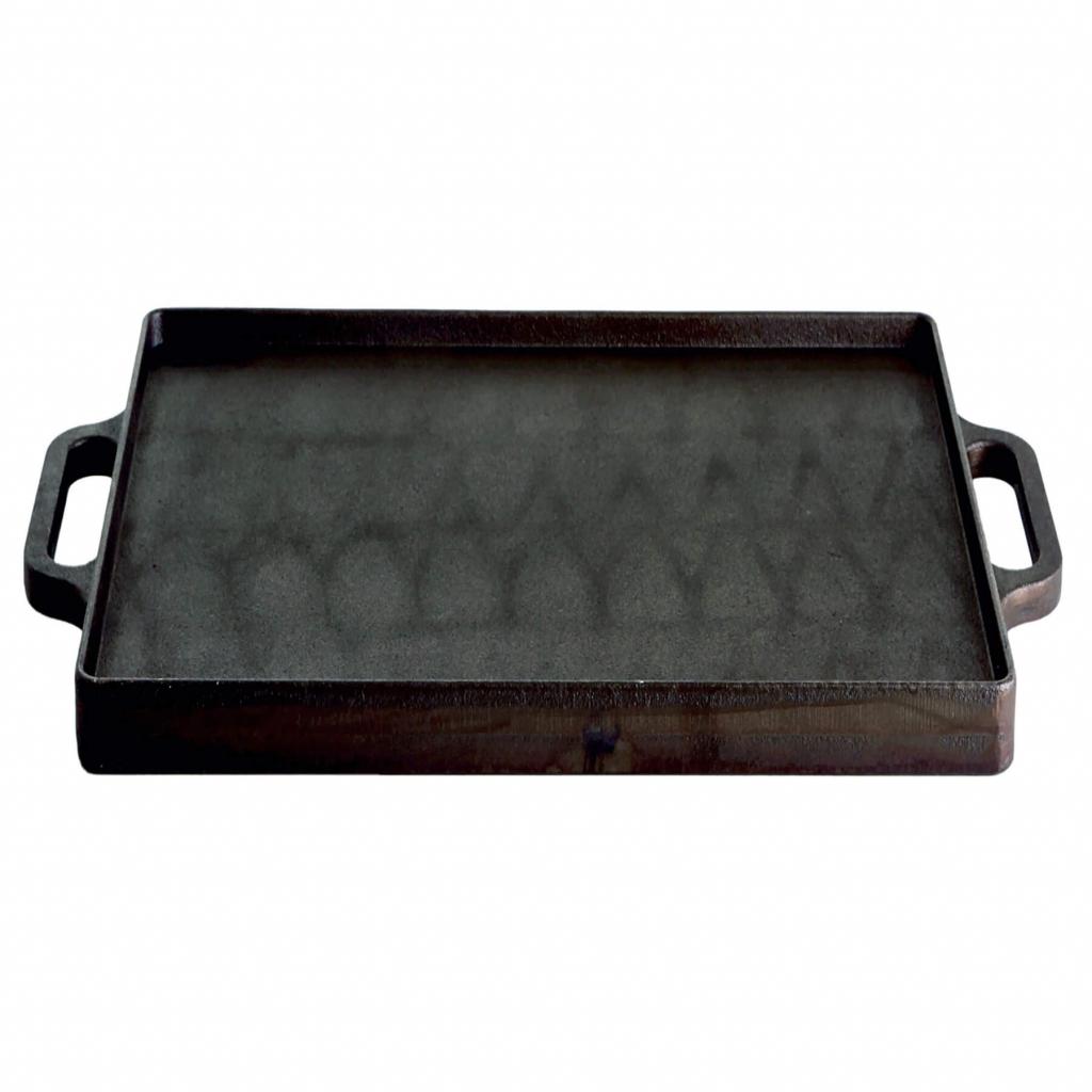 Robuste Gusseisen Grillplatte, quadratisch, schwarz, 32 x 32 cm, beidseitig verwendbar, ideal zum Grillen und für viele Gerichte, einfache Reinigung