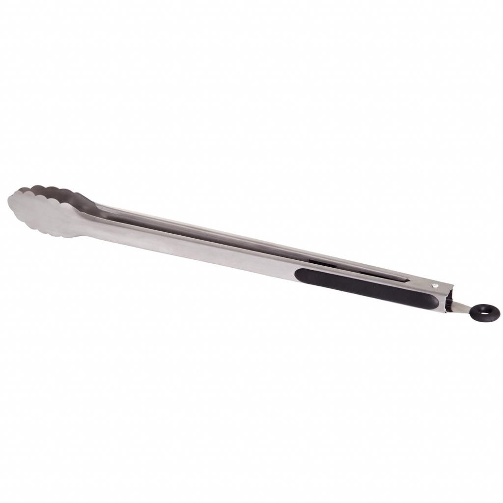 Hochwertige Edelstahl BBQ-/Grill-Zange, 41 cm lang, mit gezahnten Greifern und gummiertem Griff