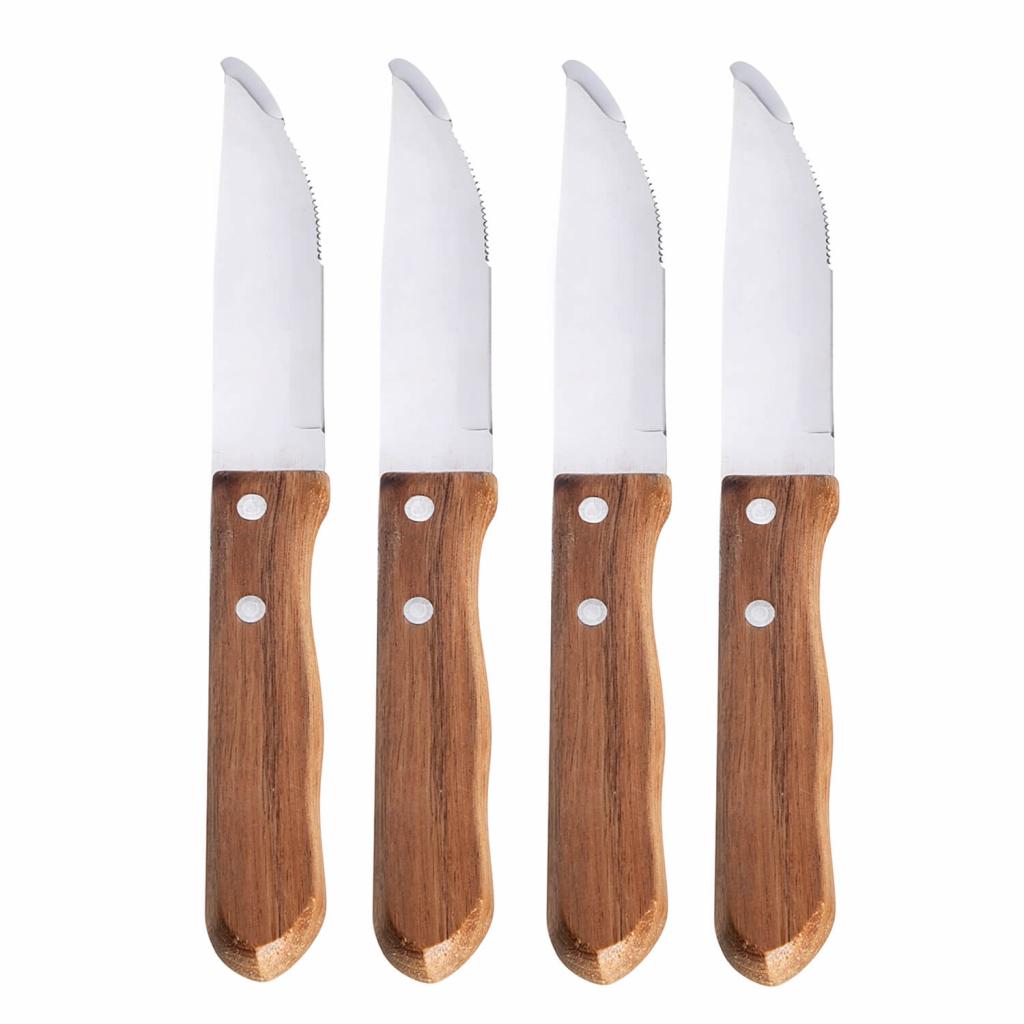 Hochwertiges 4-teiliges Jumbo Messer-Set (Steakmesser) mit genietetem Holzgriff - Messerlänge 25 cm, Klinge 12 cm