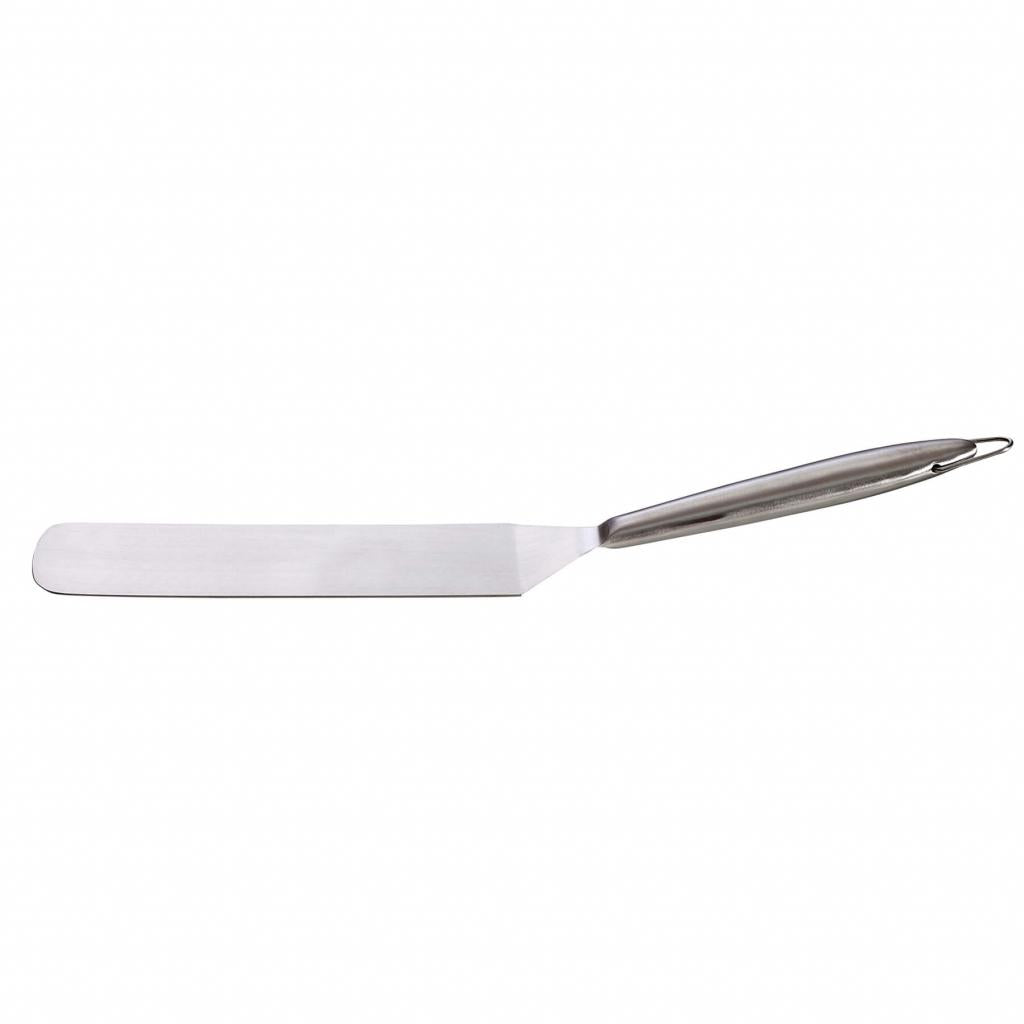 Robuster Edelstahl BBQ-Spachtel 45 cm mit 23 x 5 cm Spachtelfläche für sauberes Wenden von Grillgut