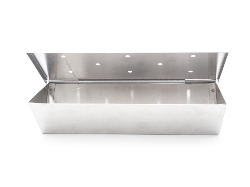 Räucherbox aus Edelstahl 22 x 10 x 5,5 cm mit Klappdeckel für Gas- und Holzkohlegrill: Ideal zum Aromatisieren von Grillgut