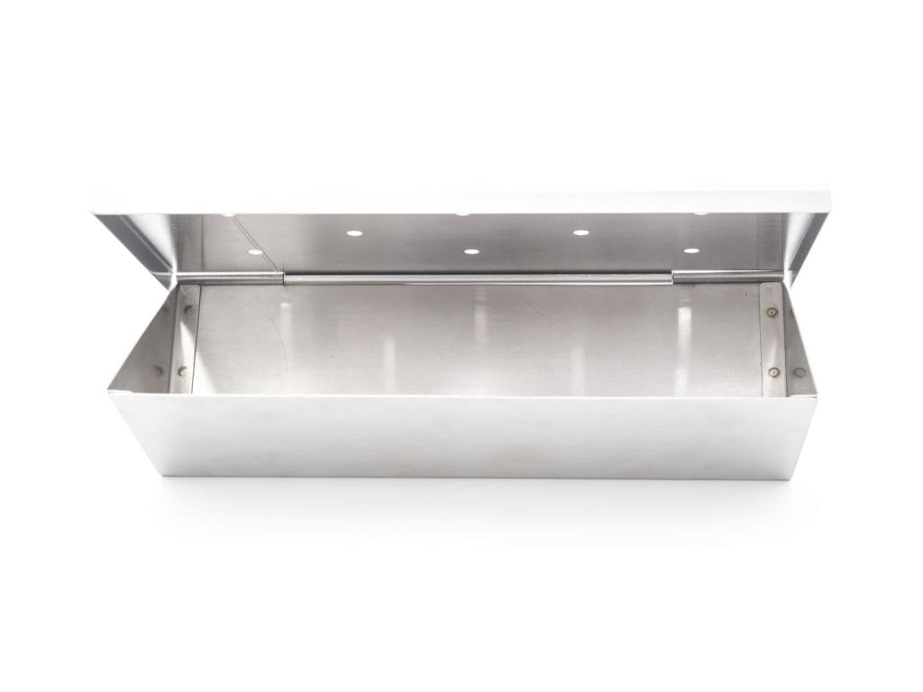 Räucherbox aus Edelstahl 22 x 10 x 5,5 cm mit Klappdeckel für Gas- und Holzkohlegrill: Ideal zum Aromatisieren von Grillgut