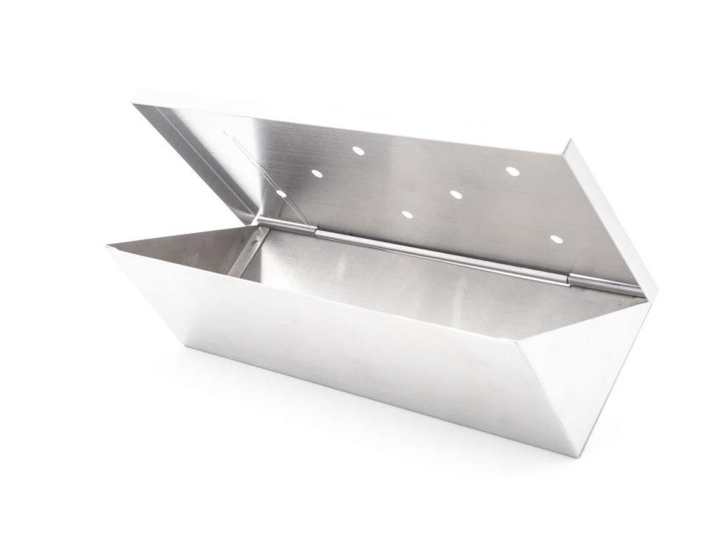 Räucherbox aus Edelstahl 22 x 10 x 5,5 cm mit Klappdeckel für Gas- und Holzkohlegrill: Ideal zum Aromatisieren von Grillgut