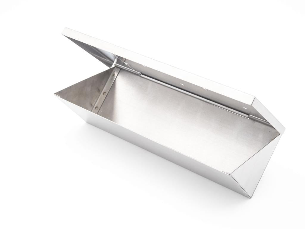 Räucherbox aus Edelstahl 22 x 10 x 5,5 cm mit Klappdeckel für Gas- und Holzkohlegrill: Ideal zum Aromatisieren von Grillgut