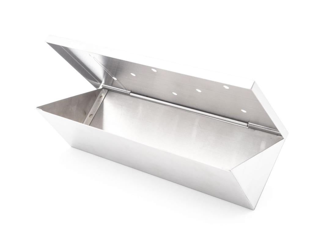 Räucherbox aus Edelstahl 22 x 10 x 5,5 cm mit Klappdeckel für Gas- und Holzkohlegrill: Ideal zum Aromatisieren von Grillgut