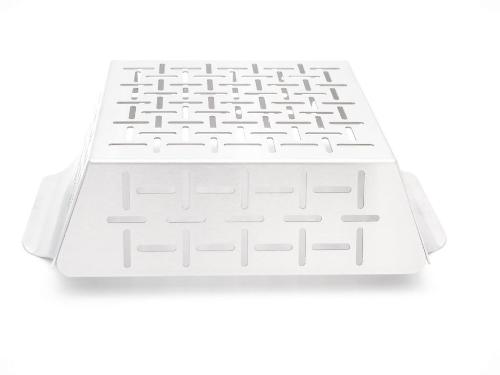 Edelstahl Grillkorb 19x24x5,5 cm inkl. Griffen - Perfekt zum Grillen und Garen von Gemüse - Spülmaschinengeeignet