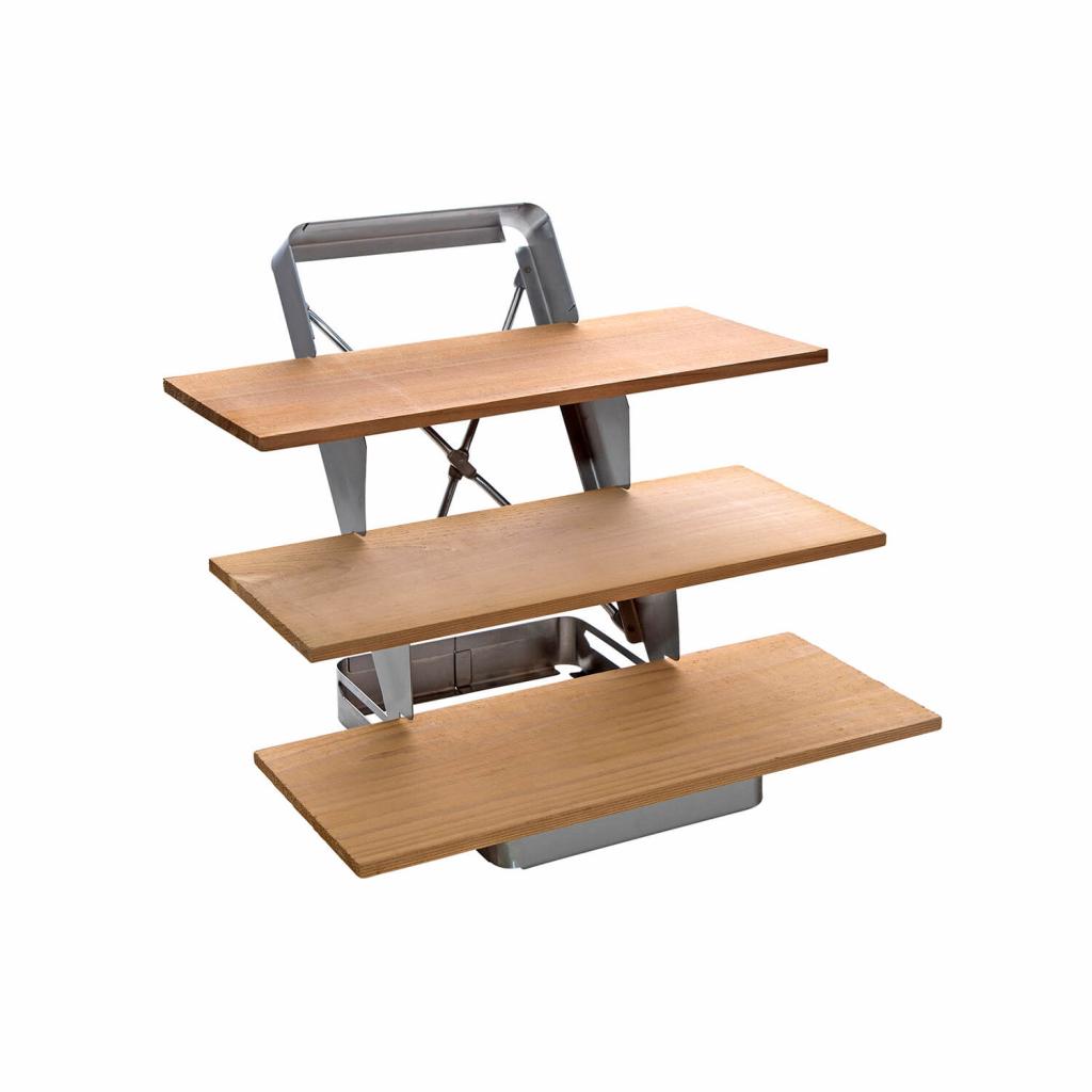 ALL'GRILL Räucherbrett Treppe aus Edelstahl - Platzsparendes Räuchern auf drei Etagen - inkl. 3 Zedernholzplanken - Maße: 30 x 28 x 26 cm