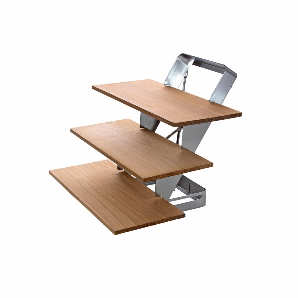 ALL'GRILL Räucherbrett Treppe aus Edelstahl - Platzsparendes Räuchern auf drei Etagen - inkl. 3 Zedernholzplanken - Maße: 30 x 28 x 26 cm