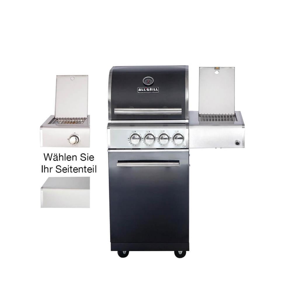 Top-Einsteiger: Volledelstahl Gasgrill MODULAR TOP-LINE-ALL'GRILL CHEF "S" BLACK EDITION mit 2 Brennern und Seitenkocher