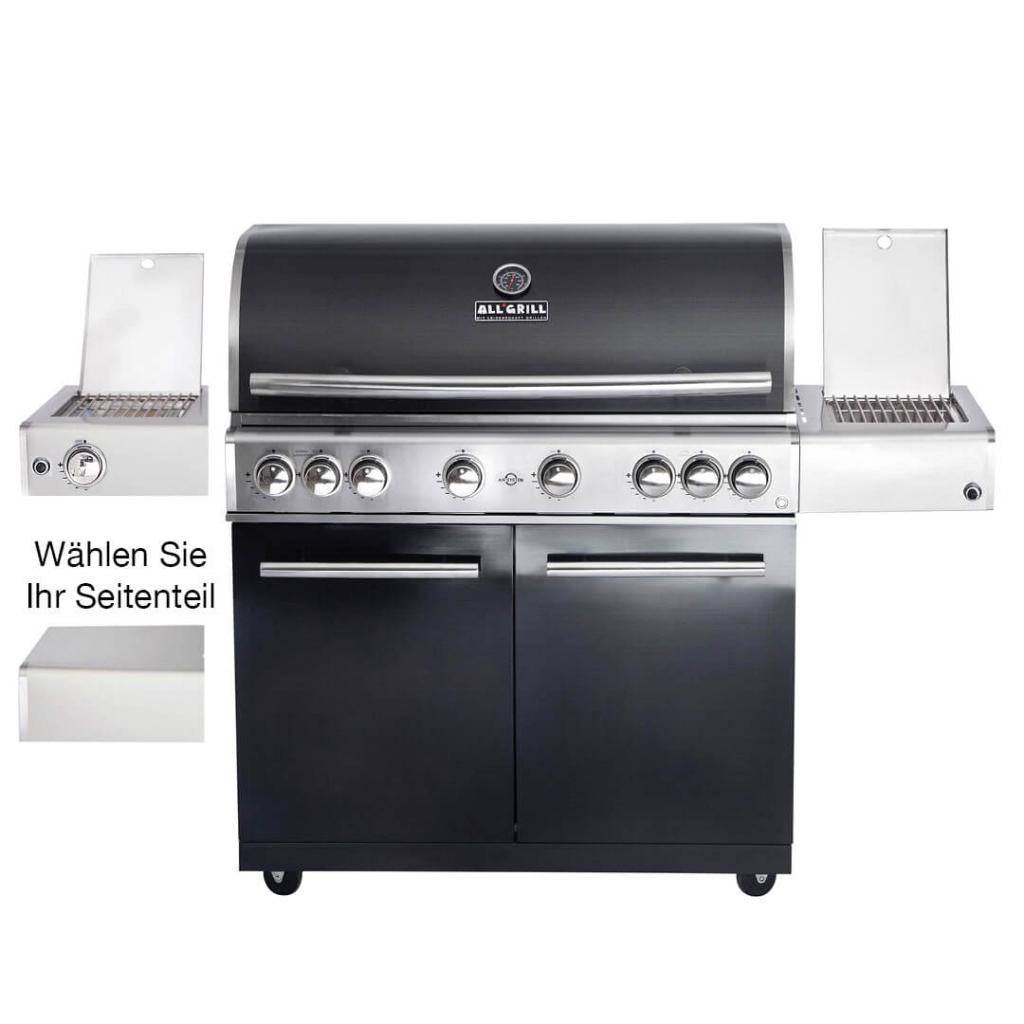 Hochwertiger Edelstahl Gasgrill MODULAR-TOP-LINE-ALL'GRILL CHEF "XL" 6 Brenner 27,7 kW 164x65x118 cm inkl. Seitenkocher und Beleuchtung