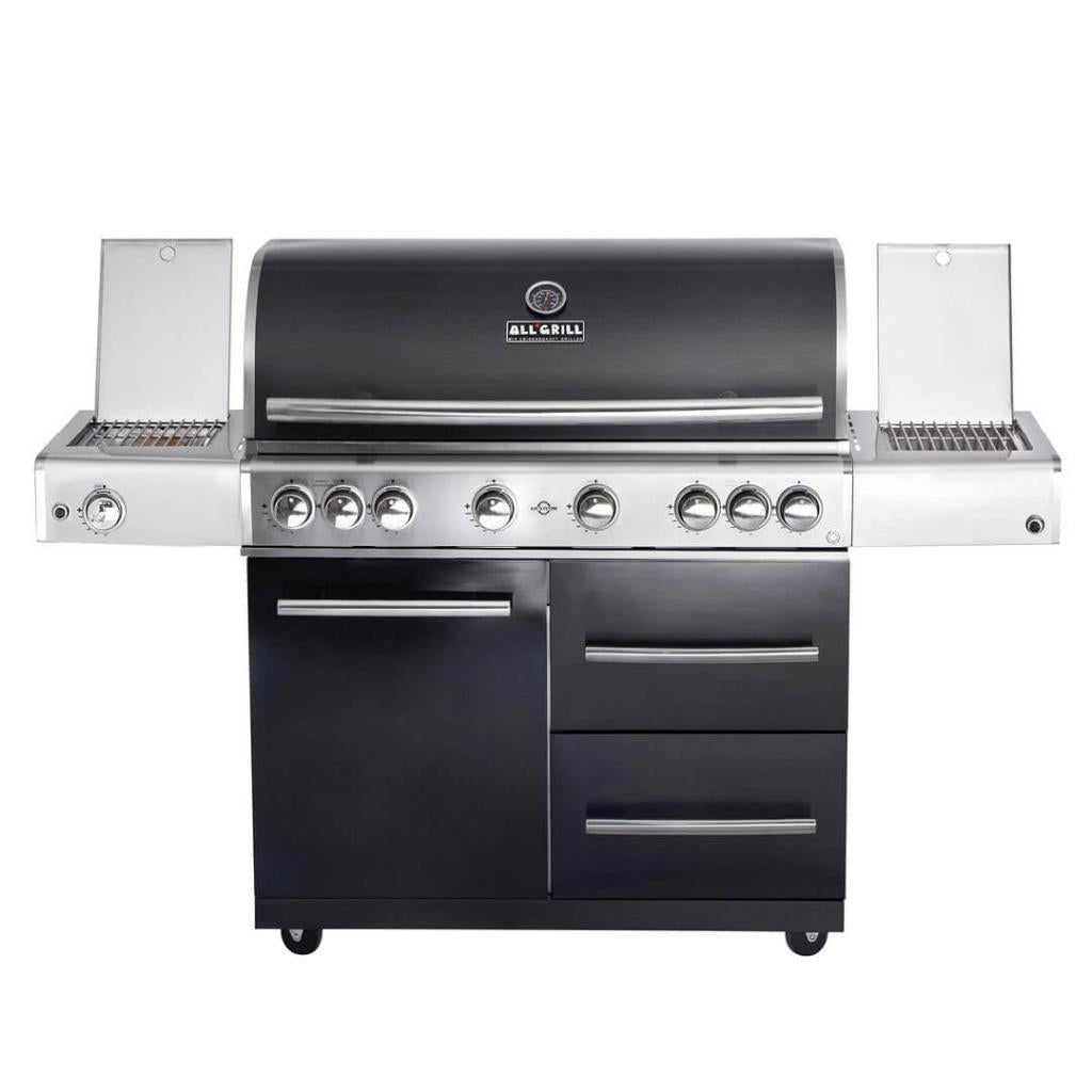 Hochwertiger Edelstahl Gasgrill MODULAR-TOP-LINE-ALL'GRILL CHEF "XL" 6 Brenner 27,7 kW 164x65x118 cm inkl. Seitenkocher und Beleuchtung