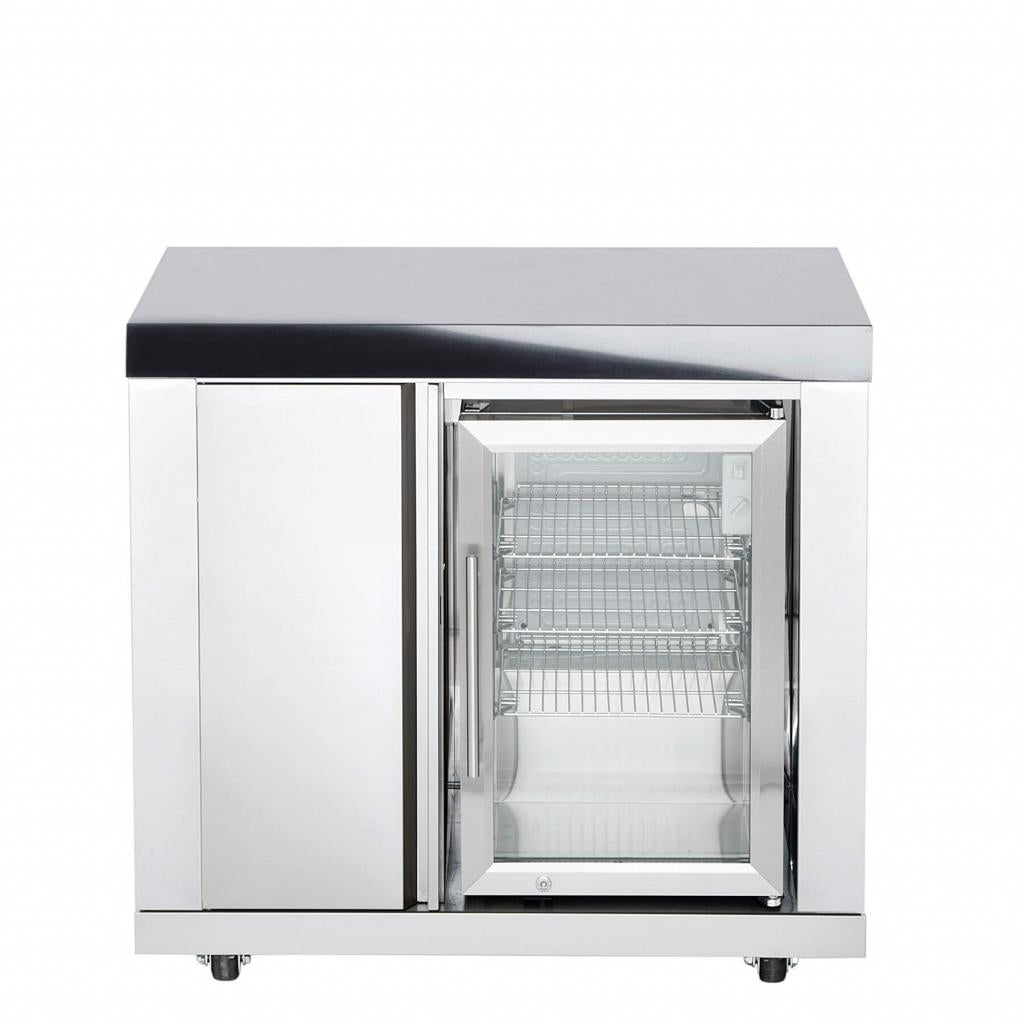 ALL'GRILL Modul 6 - Schrank mit 3 Regalfächern und hochwertigem CASO Kühlschrank, 96x58x90 cm