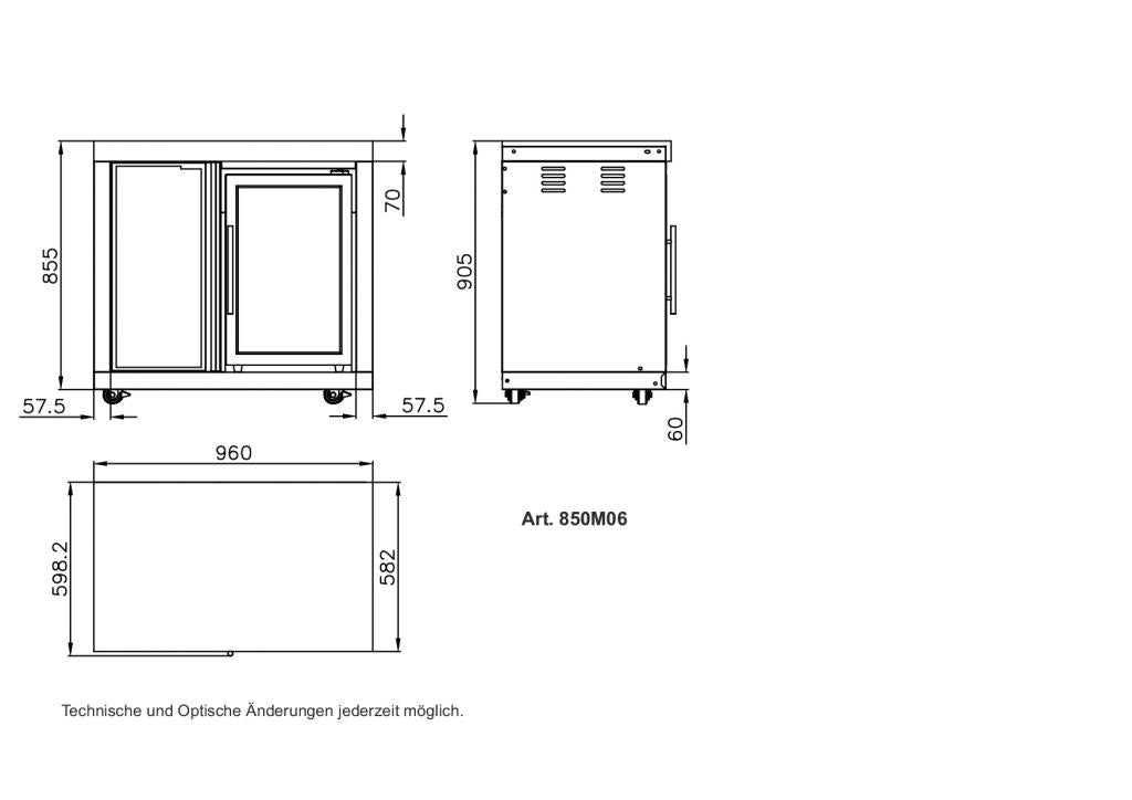 ALL'GRILL Modul 6 - Schrank mit 3 Regalfächern und hochwertigem CASO Kühlschrank, 96x58x90 cm