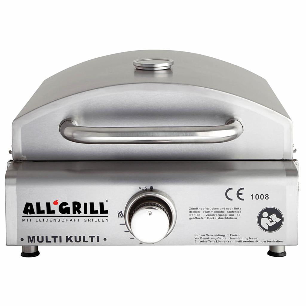 Leichter und portabler Multi-Kulti® Grill - 42x51x25 cm, 3,8 kW, Edelstahl, Backhaube mit Thermometer, Gasbetrieb