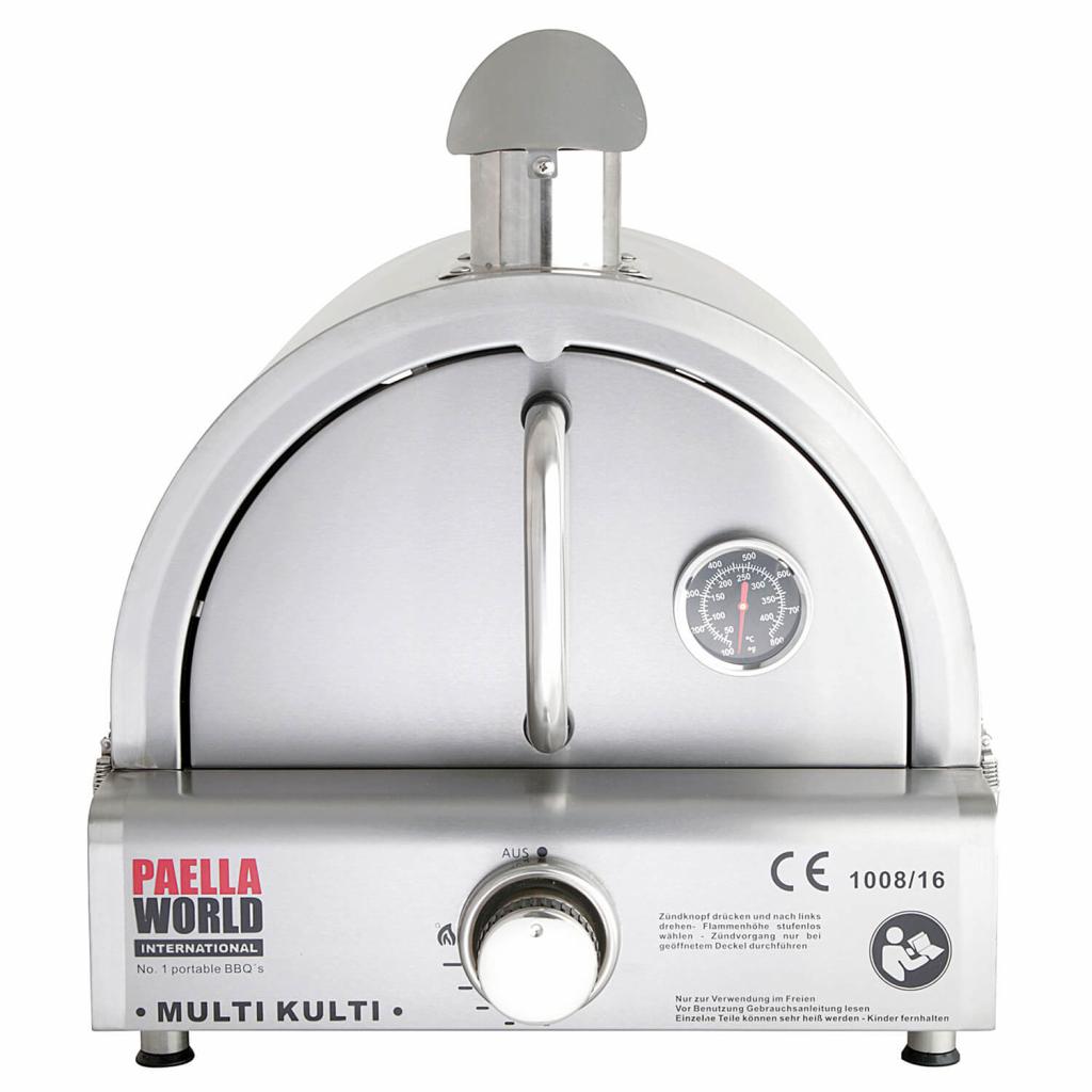 Leichter und portabler Multi-Kulti® Grill - 42x51x25 cm, 3,8 kW, Edelstahl, Backhaube mit Thermometer, Gasbetrieb