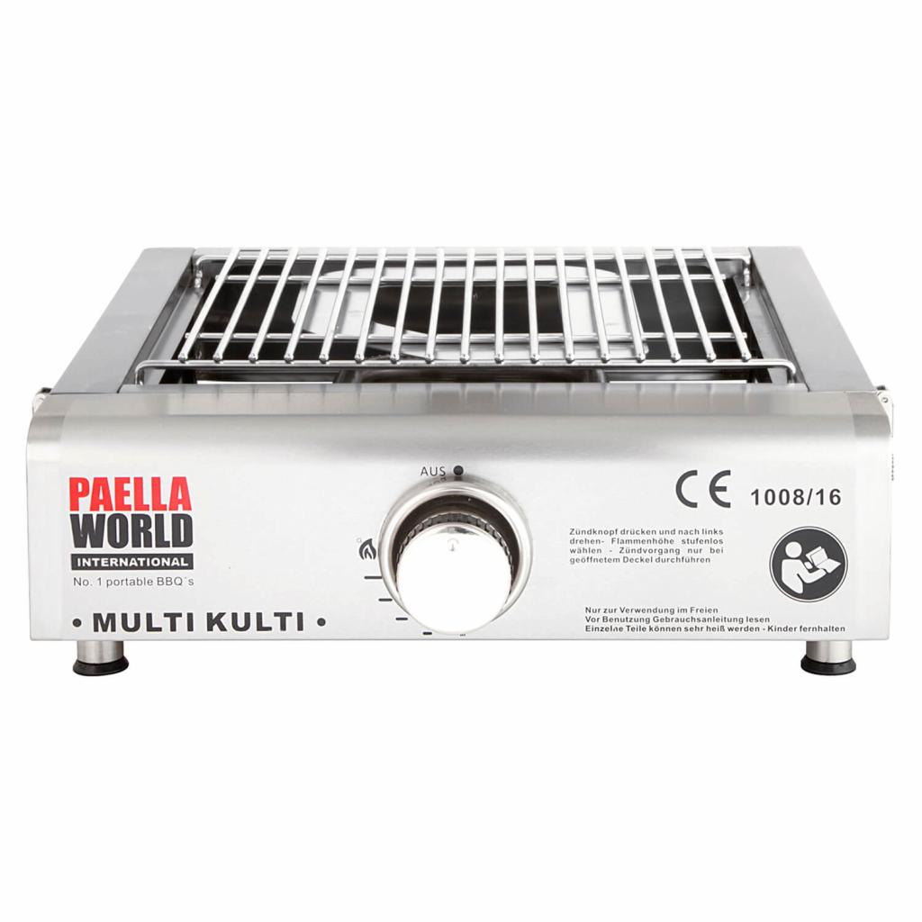 Leichter und portabler Multi-Kulti® Grill - 42x51x25 cm, 3,8 kW, Edelstahl, Backhaube mit Thermometer, Gasbetrieb